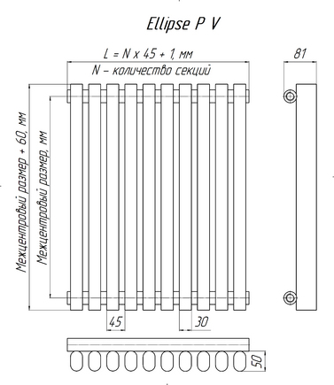 Радиатор ELLIPSE P V 1750-10 R